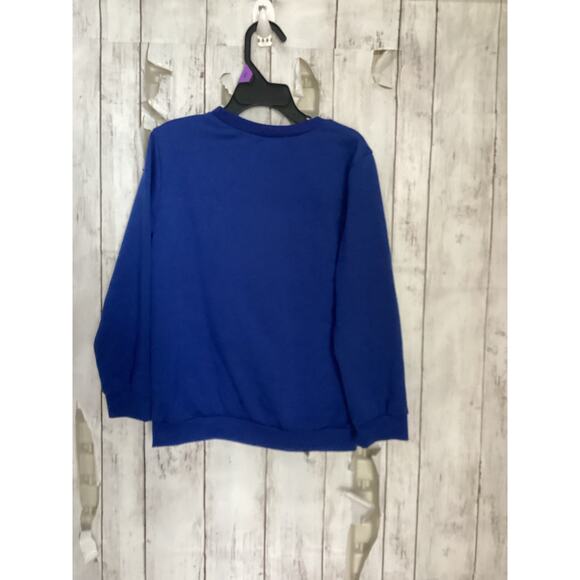 Dinosaur Riding Monster Truck Present For Boys Kids Sweatshirt Blue Large - Picture 2 of 5